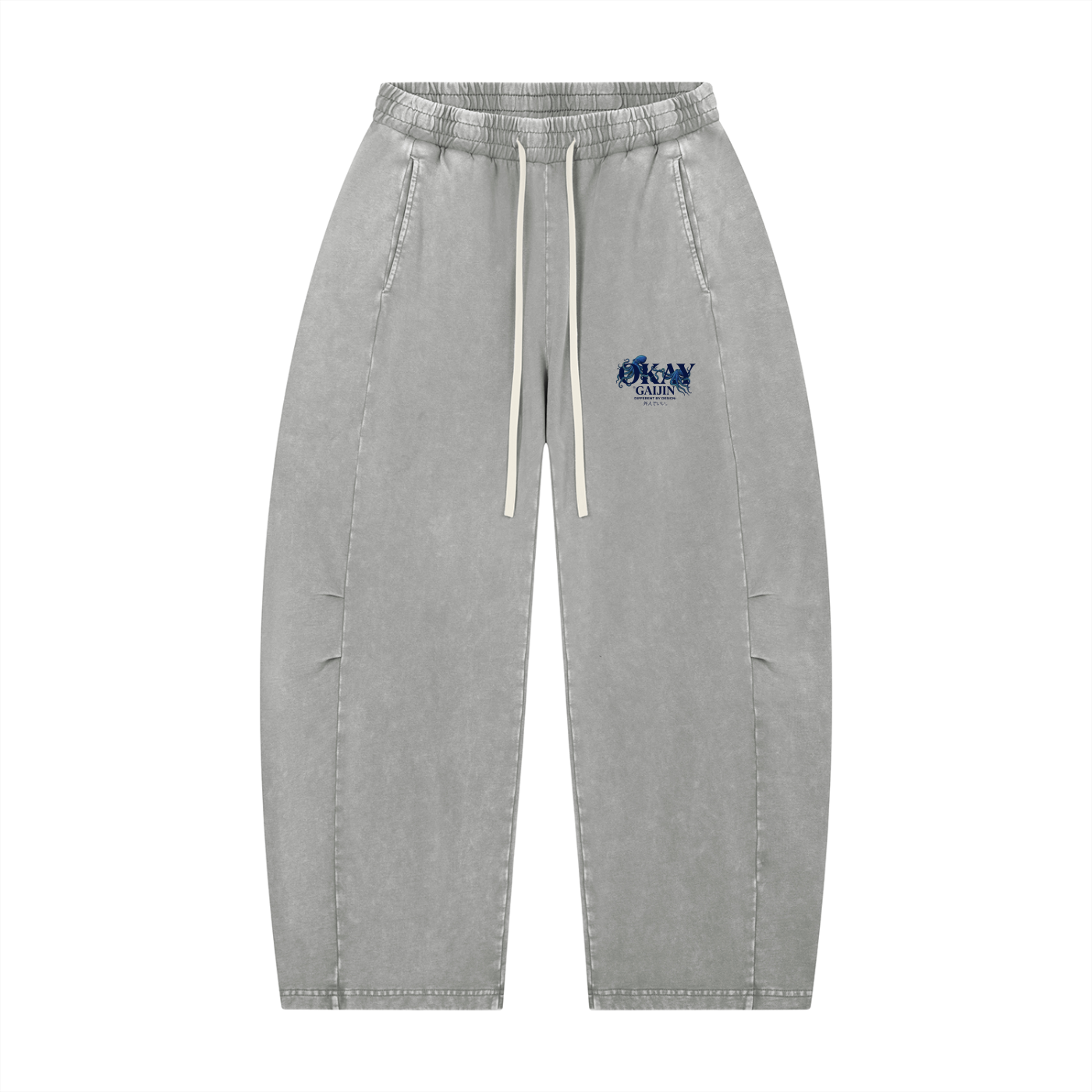 Unisex Mineral Wash Barrel Leg Pants
